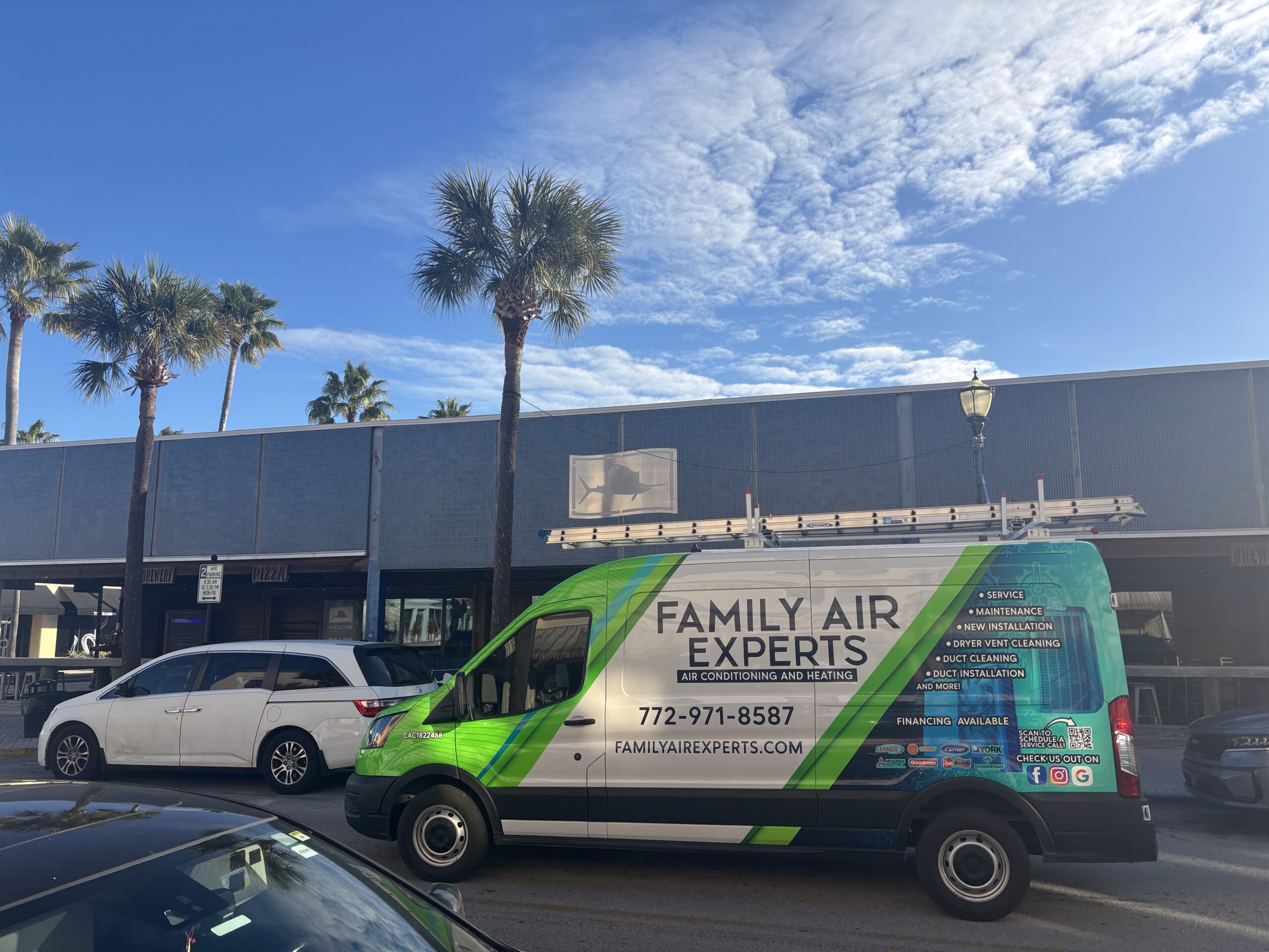 Our van is parked near the Sailfish Restaurant in Downtown Fort Pierce today. We are ready to assist with both residential and commercial HVAC needs.