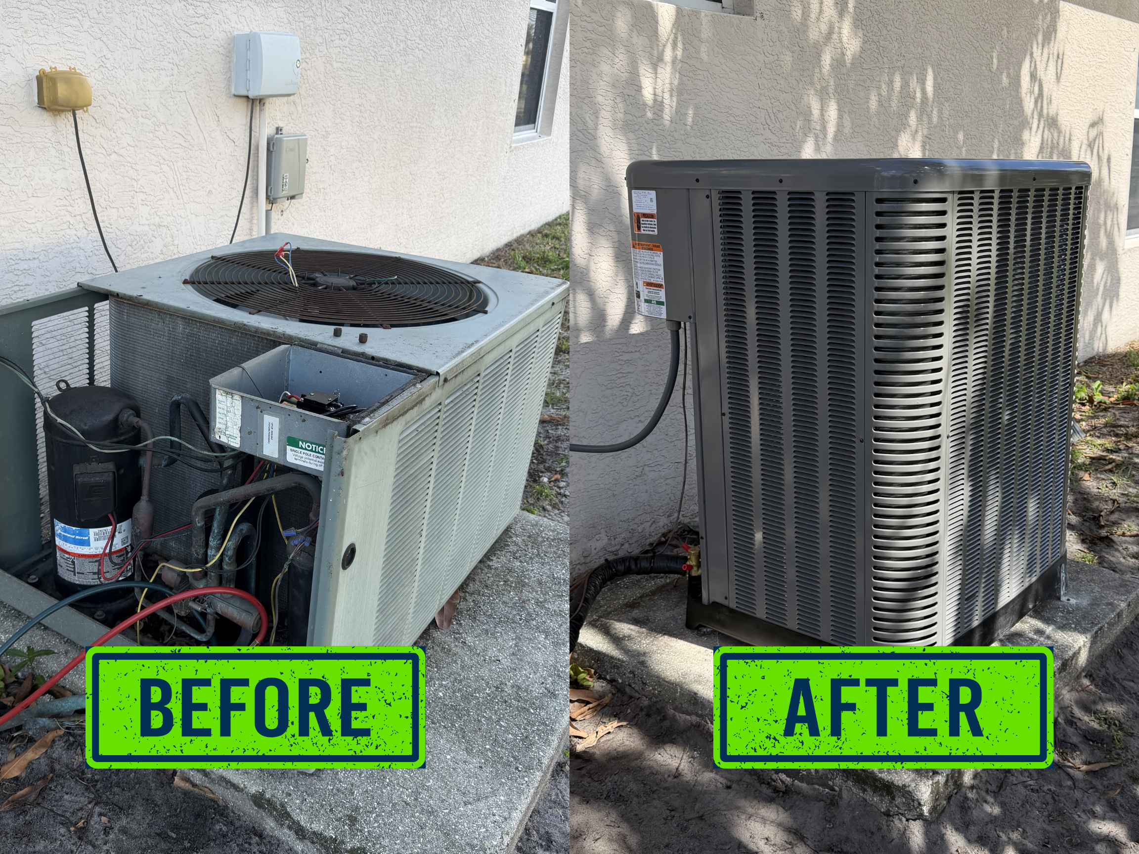 AC installation Port St Lucie FL old vs new system off Becker Road