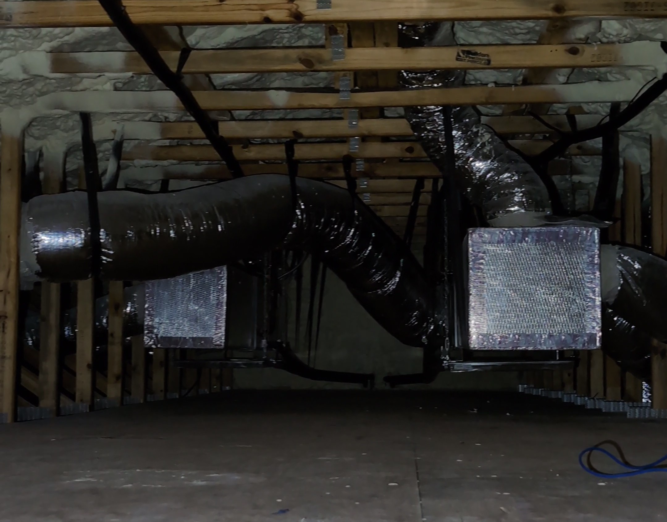 Indian River Estates Custom Home HVAC: Proven 2026 Fort Pierce Rebuild 3 Dual attic air handlers and duct layout in a custom home HVAC installation in Fort Pierce