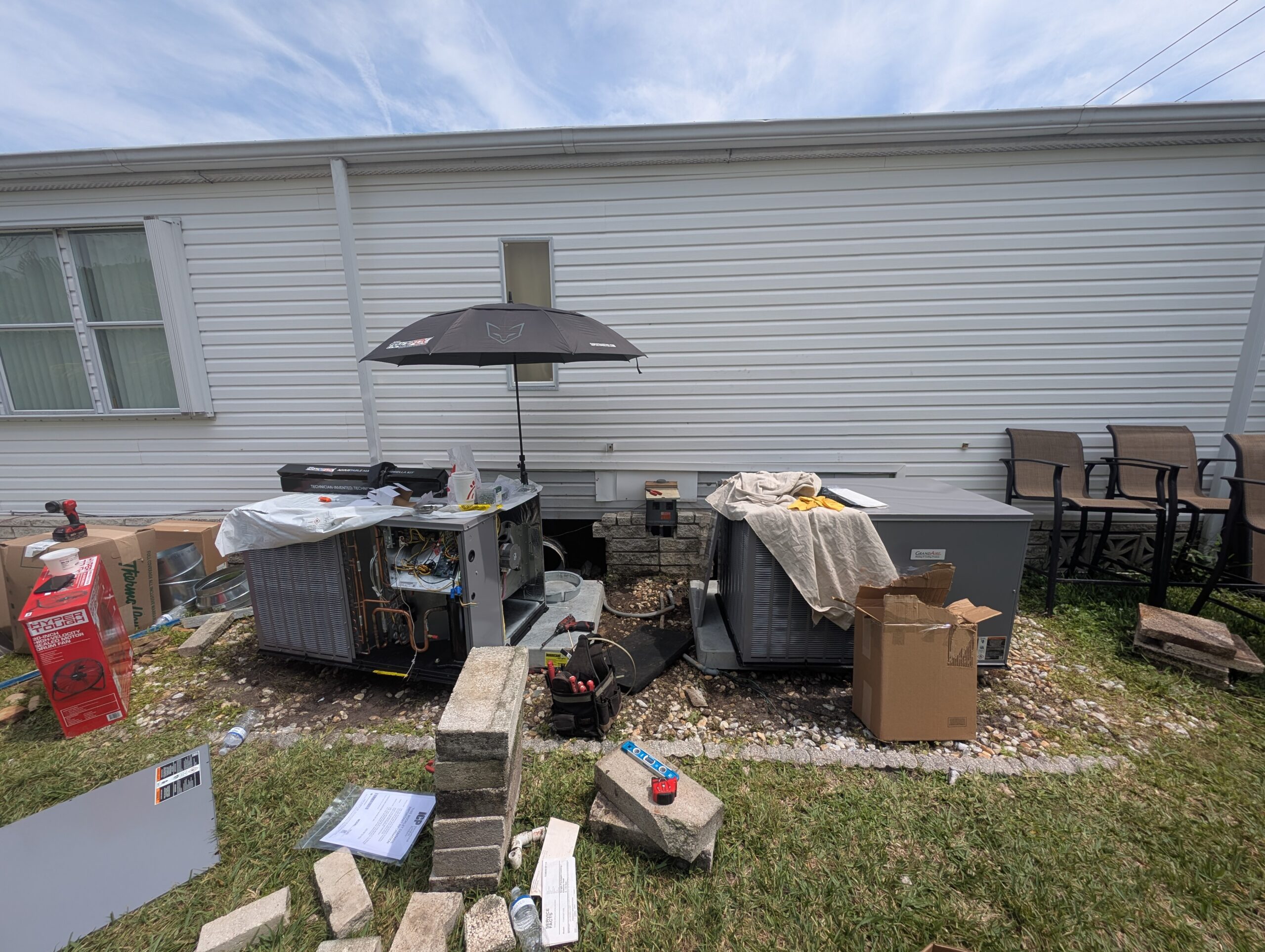 Spanish Lakes Fairways AC Replacement: Proven 2026 Fort Pierce Upgrade 1 In-progress package unit installation at a home in Spanish Lakes Fairways, Fort Pierce